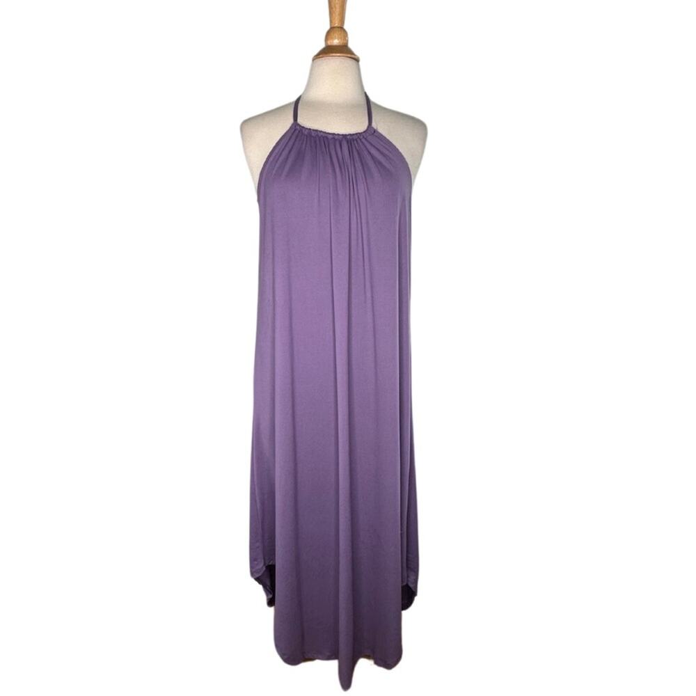 Capella Purple Strappy Adjustable Dress Slouchy Lagenlook Halter Neck Modest BK2